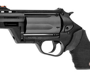 Taurus USA, Judge, Public Defender, Double Action, Polymer Frame Revolver, Medium Frame, 45 Colt/410 Bore, 2.5" Barrel, 2.5" Chamber, Black, Rubber Grips, Fiber Optic Front Sight, 5 Rounds
