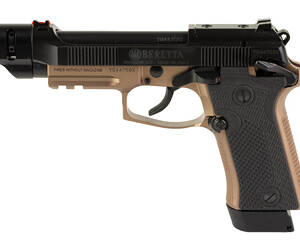 Beretta, 80X Cheetah, Tactical Urban, Semi-automatic, Double Action/Single Action, Compact, Metal Frame Pistol, 380 ACP, 4.4" Threaded Barrel with Compensator, Fiber Optic Sights, Manual Safety, Black Slide with Bronze Frame, 15 Rounds, 2 Magazines