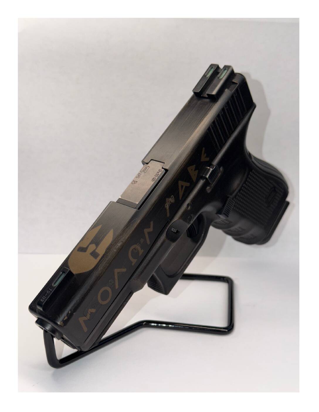 Glock 19 G4 Spartan Molon Labe 9mm Luger 4in Burnt Bronze Battle Worn Pistol - 15+1 Rounds USED