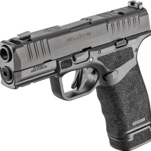 Springfield, Hellcat Pro Comp OSP, Striker Fired, Semi-automatic Pistol, 9MM, 3.7" Hammer Forged Barrel with Comp, Melonite Finish, Black, Adaptive Textured Grip, Tritium Front Sight, Tactical Rack U-Notch Rear Sight, 2 Magazines, 15 Rounds