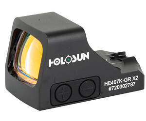 Holosun Technologies, 407K-X2 Green Dot, Black Color, Side Battery, 6 MOA Dot