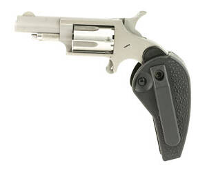 North American Arms, Mini Revolver, Single Action Only, Revolver, 22LR, 1.625" Barrel, Matte Finish, Stainless Steel, Silver, Holster Grip, Fixed Sights, 5 Rounds