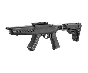 Ruger, 10/22 SBR, Semi-automatic, Short Barreled Rifle, 22 LR, 8" Cold Hammer-Forged Barrel, Threaded 1/2X28, Matte Finish, Black, Picatinny Rail, Pistol Grip, Folding Adjustable Stock, 15 Rounds, 1 Magazine, OAL 26"