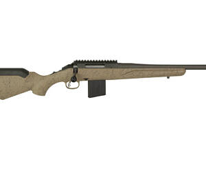 Ruger, American Rifle Ranch, Generation II, Bolt Action Rifle, 400 Legend, 16.1" Threaded Barrel, 1:16 Twist, Threaded 11/16X24, Muzzle Brake, Cerakote Finish, Cobalt, Flat Dark Earth Splatter Synthetic Stock, Manual Safety, Picatinny Rail, 5 Rounds, 1 Magazine