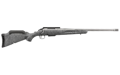 Ruger, American Generation II, Bolt Action Rifle, 350 Legend, 20" Spiral Fluted Barrel, 1:16 Twist, Threaded 1/2X28, Muzzle Brake, Cerakote Finish, Gunmetal, Gray Splatter Synthetic Stock, Manual Safety, 5 Rounds, 1 Magazine Warning
