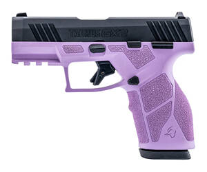 Taurus USA, GX2, Semi-automatic, Striker Fired, Compact, 9MM, 3.38" Barrel Length, Matte Finish, Black and Light Purple, Manual Safety, White Dot Front Sight with Drift Adjustable Rear Sight, 13 Rounds, 2 Magazines
