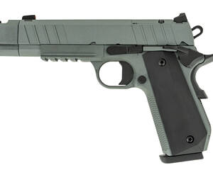 Tisas USA, 1911 Carry B45BA SF-C, Semi-automatic, 1911, Metal Frame Pistol, Carry, 45ACP, 4.25" Compensated Bull Barrel, Cerakote Finish, Black Barrel with Gray Slide and Frame, Aluminum Grips, Novak White Dot Sights, 8 Rounds, 2 Magazines, Accessory Rail