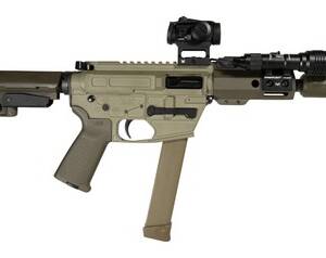 Shark Coast Tactical SCC8226CKNOLL-S Creepy Knoll 9mm Luger 30+1 7.50" Threaded Barrel, Aluminum Receiver w/Picatinny Rail, M-LOK Handguard, Polymer SB Tactical SBA3 Brace, Vortex Crossfire Red Dot, Streamlight w/Pressure Pad, Black Magpul Grip